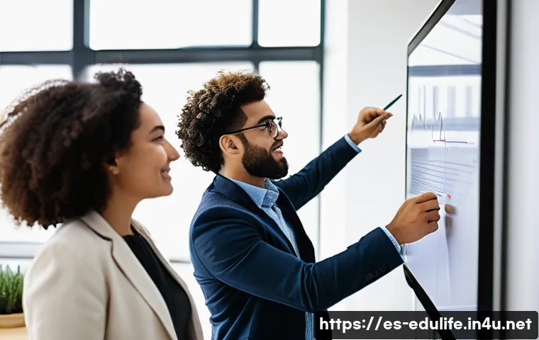 평생교육사와 직업훈련 프로그램 기획 - **Prompt:** "A diverse group of young professionals, aged 20s-30s, collaborating in a bright, modern...