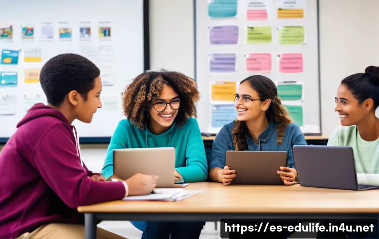 평생교육사와 프로젝트 관리 기술 - A diverse group of adult learners in a modern classroom setting, engaged in a collaborative project-...